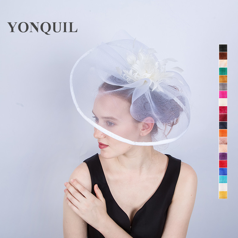 

Hairstyle Kentukcy Derby big feather flower hats On barrettes hair clips church fascinator ladies wedding hats for banquet races SYF190