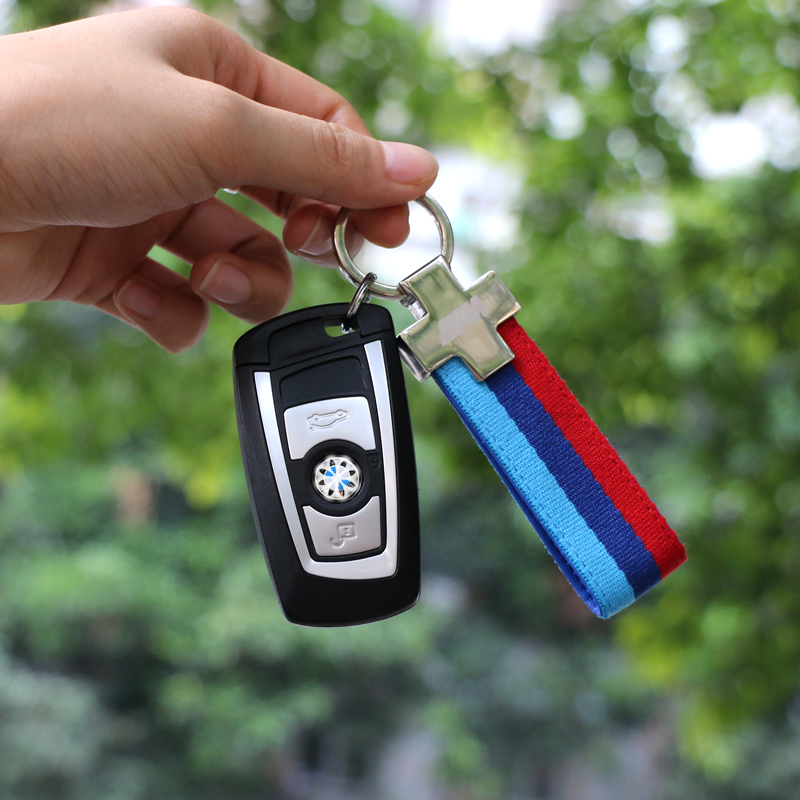 1PCS M Tech M Sport Leather Belt Chrome Keyring Keychain for BMW E46 E39 E60 F30 E90 F10 F30 E36 X5 E53 E30 E34 X1 X3 M3 M5 Key Chain