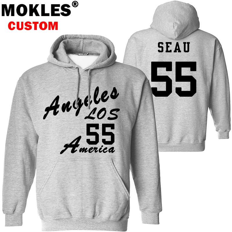 

SEAU pullover free custom name number logo autumn winter jersey keep warm Tiaina Baul pure black jr blue gray clothing, White