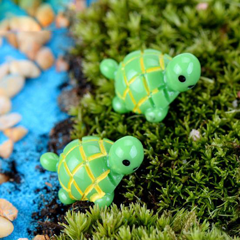 

artificial cute green tortoise animals fairy garden miniatures mini gnomes moss terrariums resin crafts figurines for garden decoration