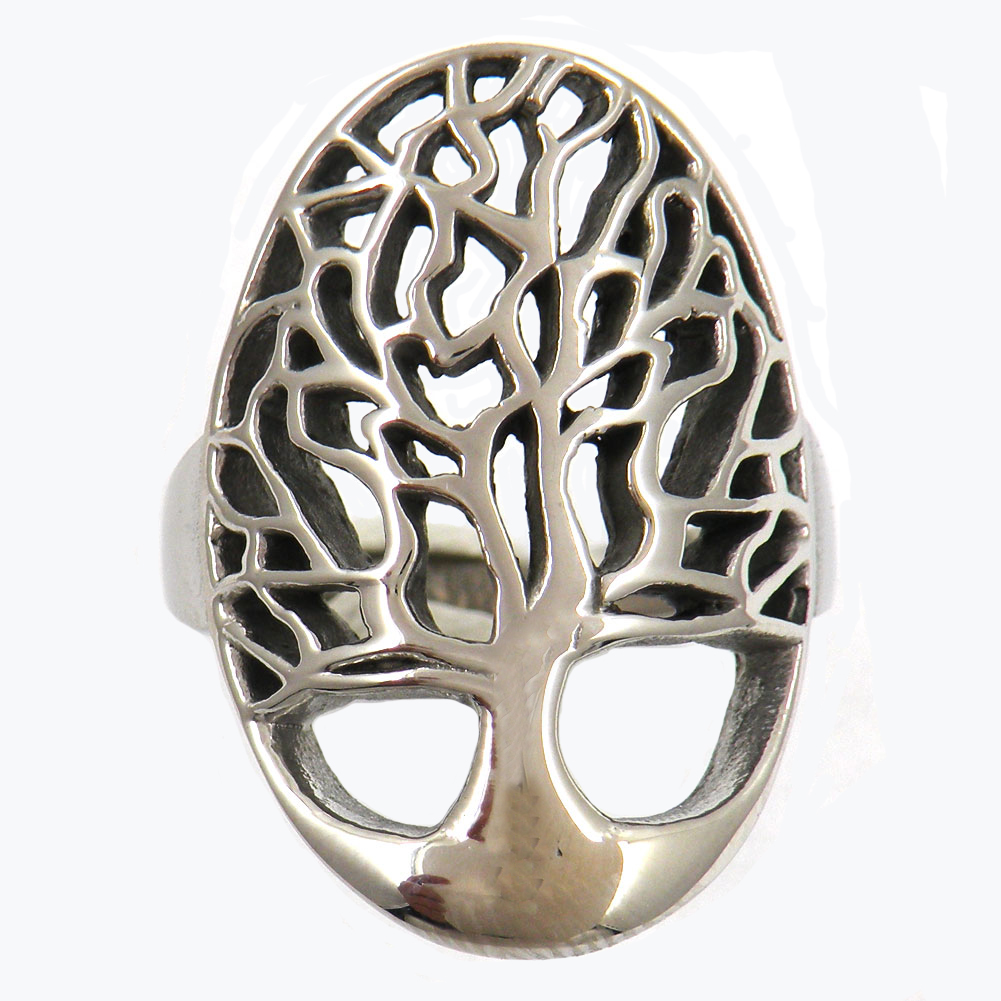 

FANSSTEEL stainless steel vintage mens or wemens jewelry SIGNET CLASSIC tree of life NATURE RING fashion plant RING 12W65