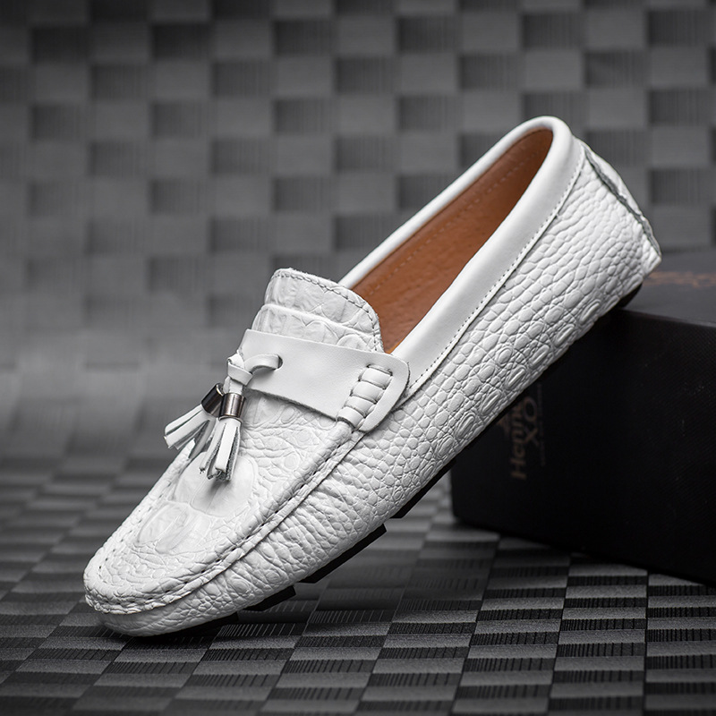 

Luxufy Brand Men Loafers Tassel Driving Shoes Genuine Leather Men Flats Breathable Casual Shoes Male Moccasins Blue White Black