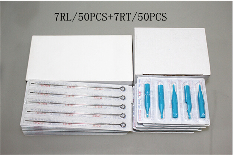 

7RL+7RT 50PCS Tattoo Needles With Tubes Mixed Sterile Tattoo Needles And Disposable Tattoo Tips Free Shipping
