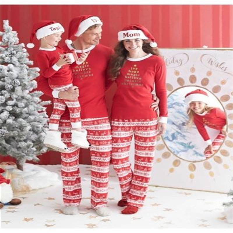 

Family Matching Pjs Outfits Christmas Pajamas Autumn 2017 New Xmas Mother Daughter Father Son Toddler Pajamas Family Clothes Set, Red