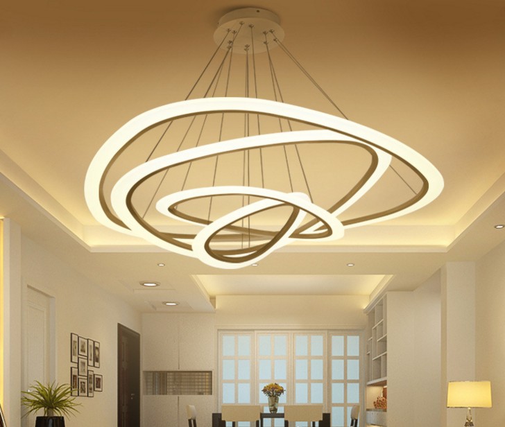 

4 ring acrylic Chandelier Modern round pendant lamp 90-260V 64/88/100CM Simple personality pendant lamps.LLFA