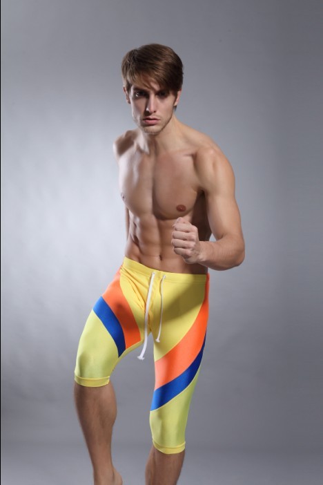 

Wholesale-SUPERBODY Men Multifunction Shorts Sexy Men's Workout Tights Elastic G-ym Fitness Shorts Sweatpants Rider FX34, Yellow