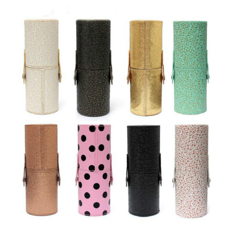 

New Empty PU Leather Cosmetic Case Portable Storage Makeup Bags Organizer Brush Holder Cup