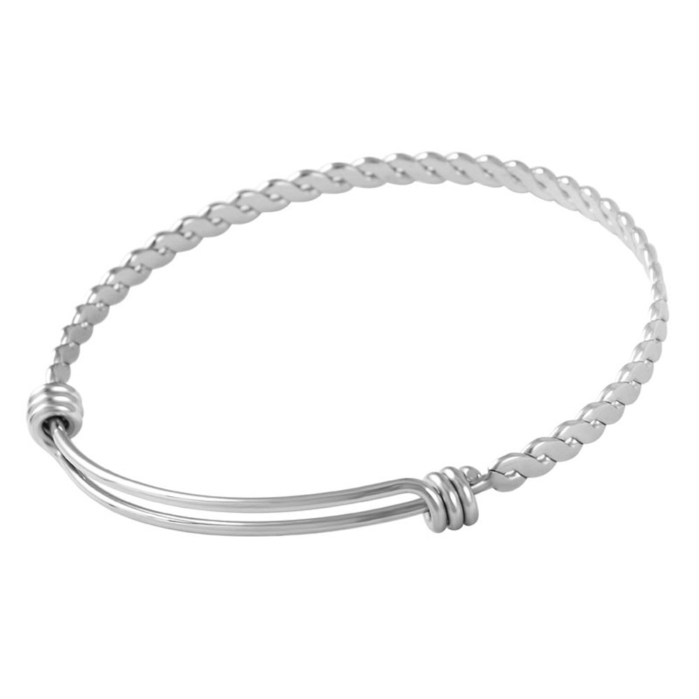 IJB0273 Modèle tordu direct usine bracelet réglable en acier inoxydable 316L bracelets de fil simple en acier inoxydable