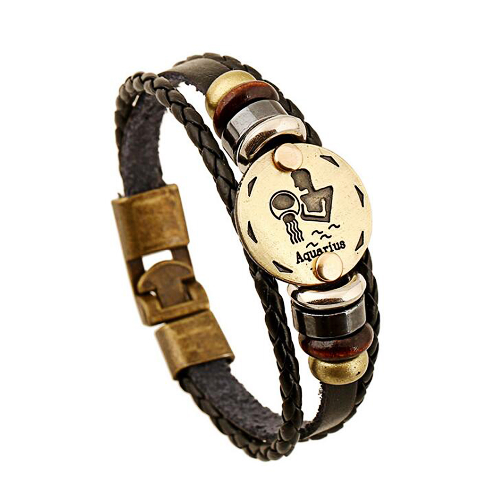 Pulseras De Cuero Unisex Constelación Negro Joyería Casual Vintage Brazalete Regalo