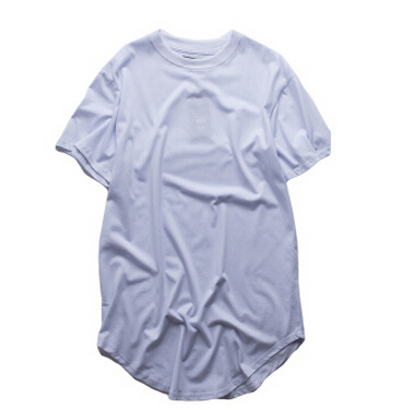 

Wholesales High quality West Extended T-Shirt Men Summer Curved Hem Longline Hip Hop Tshirts Urban Blank Mens Tee Shirts, White