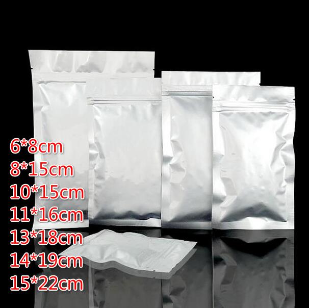 

100pcs 6*8cm 8*15cm 10*15cm 11*16cm 13*18cm 14*19cm 15*22cm Flat Base zip lock Seal aluminum foil bag Self -Sealed Food Powder Storage Bag