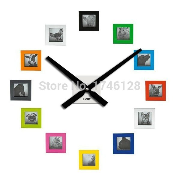 

Wholesale- 60CM Metal Wall Clock DIY Photo Frame Clock Living Room Decoration Quartz Mechanism Horloge