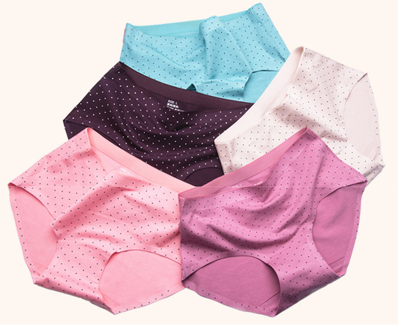 

Fmale Mid-waist Seamless Cotton Dot Briefs Women's Slim Body Panties Underwear 10pcs/lot JH1003, Nude