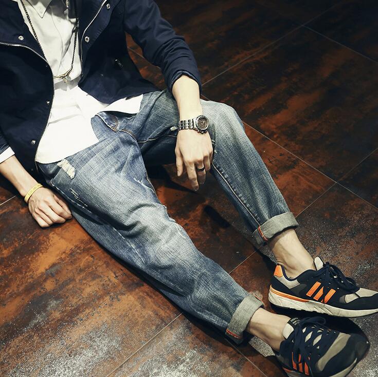 

Free ship Hip Hop Wind Harlem Men's Jeans Fashion Young Cave Feet Small Size Loose Tide JM032 Mens Jean, Color 1