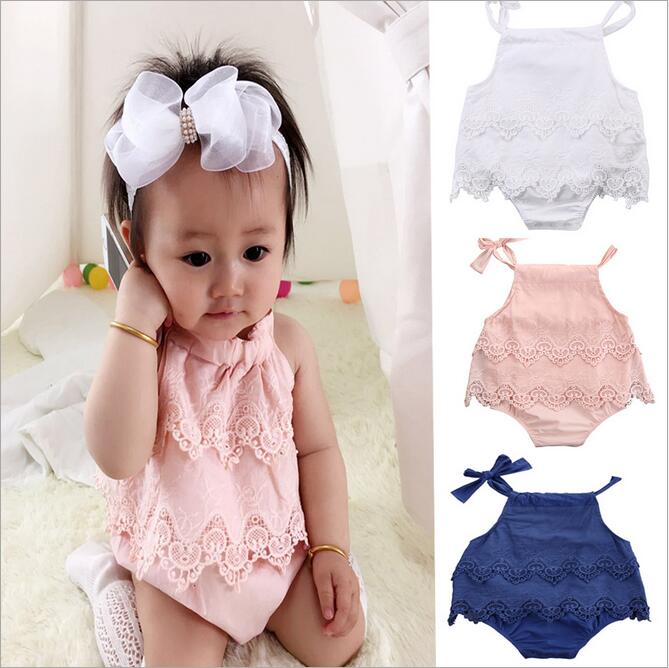 

Ins Baby Girls Lace Hollow triangles Rompers climbing suits Infant Toddle One Piece Clothes Kids Onesies baby Jumpsuits Children Clothing, Prussian blue