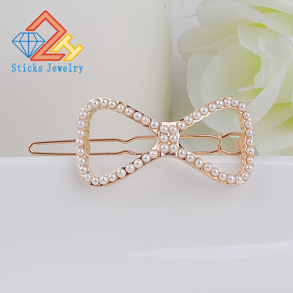 

Noble Women Crystal Pearl Flower Hairpins Hair Clip Heart Bow Leaf Peacock Barrette Hair Band Accessories
