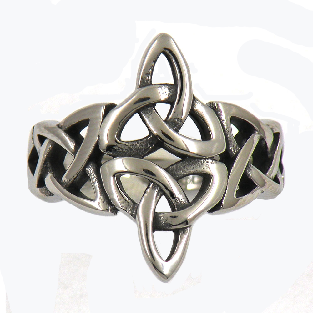 

FANSSTEEL stainless steel vintage mens or wemens jewelry SIGNET CLASSIC knot flower NATURE Irish Viking RING fashion plant RING 12W51