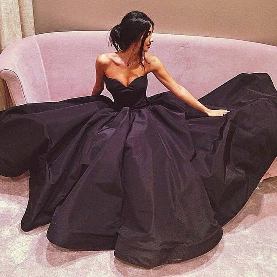 

Sweetheart Taffeta Black Prom Dresses A-Line Simple Cheap Girls Graduation Dresses Important Party Dress vestido para formatura, Dark navy