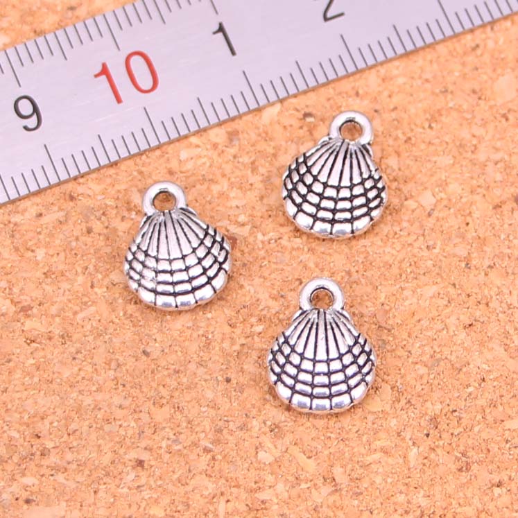 

102pcs Antique Silver Plated shell Charms Pendants for European Bracelet Jewelry Making DIY Handmade 21*11mm, Bronze;silver