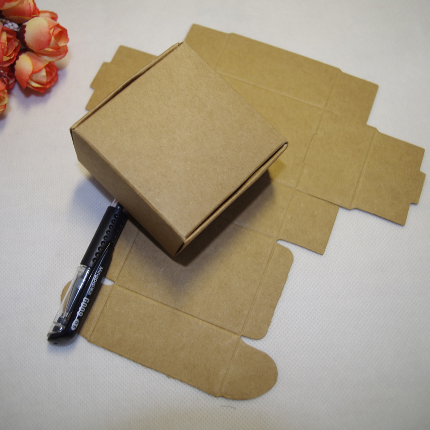 

free shipping 50pcs/lot 3.7/4/5cm 10sizes Kraft Paper brown Box Party Candy Chocolate jewelery box handmade soap Packing boxes Gift Package