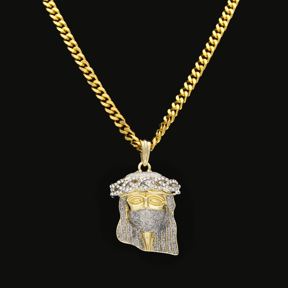 

New Arrivel HipHop Christ Gold Plated Jesus Head Charm Pendant Religious Catholic Jesus Face Piece Pendant Jewelry, Silver