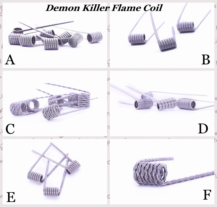 

100% Authentic Demon Killer Flame Coil Prebuilt Wire 316L Pre-built Heating Premade Wires 6 Types Resistance For DIY Vape Atomizers RDA eCig