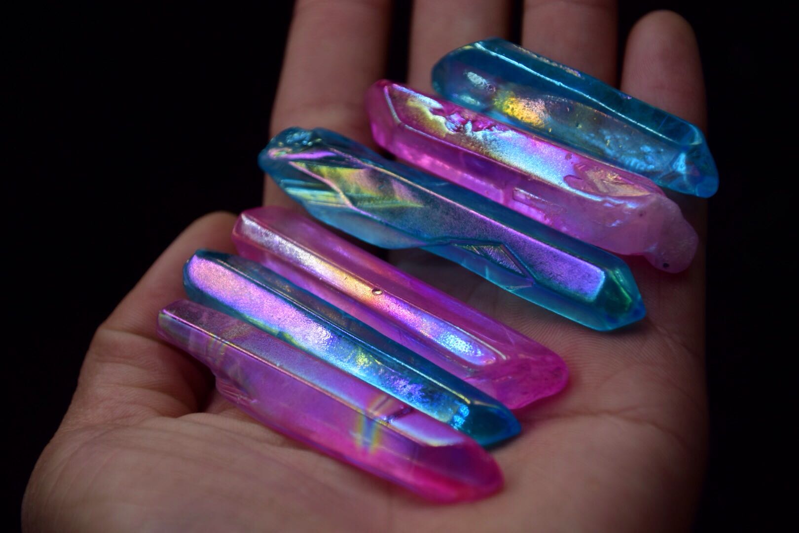 

10pcs very beautiful natural crystal gold plated crystal pillars