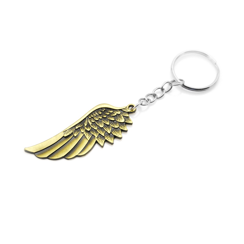 

Vintage cooal punk Metal Angel Wing keychain retro unique alloy Feather pendant Key ring chain charm keyring trinket Men Gift