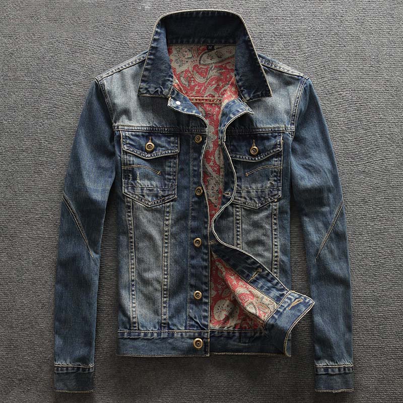 Wholesale- Men's Casual Single Breasted Denim Jacket Mens Jeans Jackets and Coats High Quality Plus Size Jacket