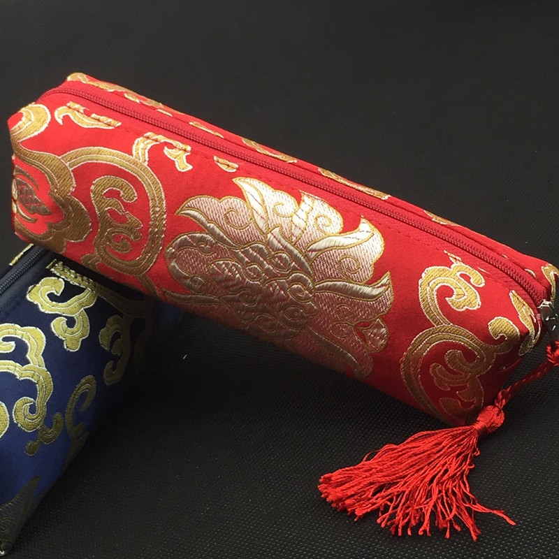 

Waterproof Travel Zipper Cosmetic Bag Tassel Pencil Case Silk Brocade Jewelry Bead Necklace Makeup Storage Pouch Coin Purse 10pcs/lot, Multi