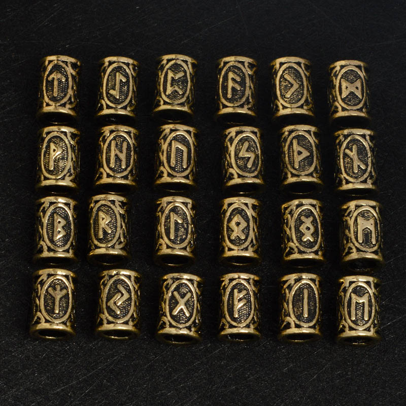 

200pcs/lot vintage bronze color Norse Viking Runes Charms Beads for Beard or Hair Vikings Rune Kits bracelet necklace diy Z0006