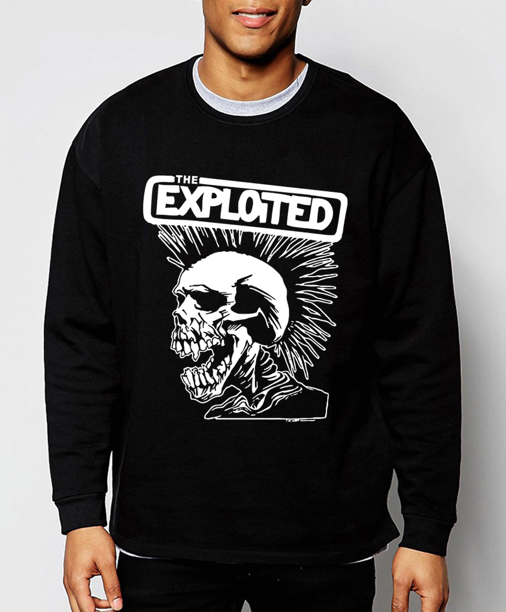

Wholesale-high quality mens sweatshirts Punk Rock The Exploited 2016 new autumn winter fashion hoodies hip hop tracksuit funny clothing, Black