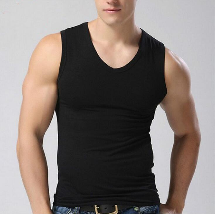 

Good A++ Men's Tank Tops wide-sleeved cotton Slim-style summer youth tight-bottomed shirt sports t-shirt vest TM013 Mens Tanks Top, As picture