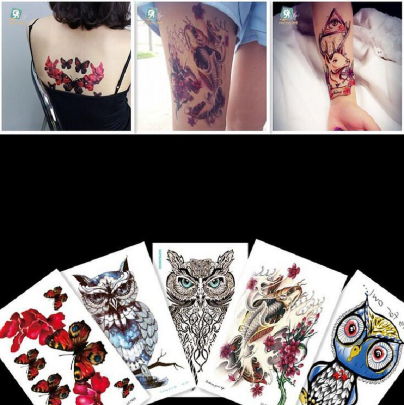 

NEW 19*12cm Temporary fake tattoos Waterproof tattoo stickers body art Painting for party decoration etc mixed cat owl deer