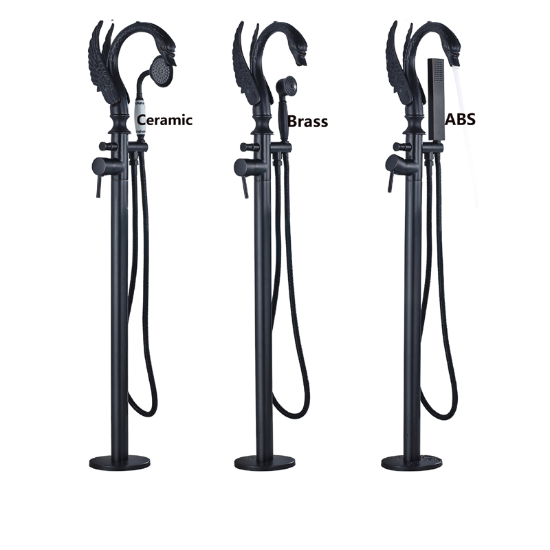 

Bathtubs Faucets Oil rubbed Bronze Free Standing Bird Shape Bathroom Bathtub Faucet + Handheld Shower Single Handle Tub Mixer Taps