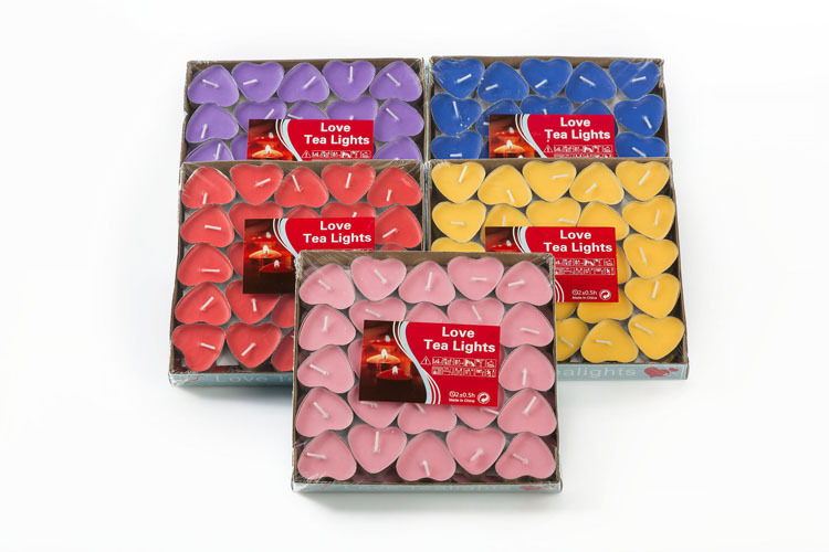 

Heart-shaped Ghee Candle 2 Hours butter Candles 6 Colors Set of 50 TeaLight Candles Non-Smoking Votive Candle
