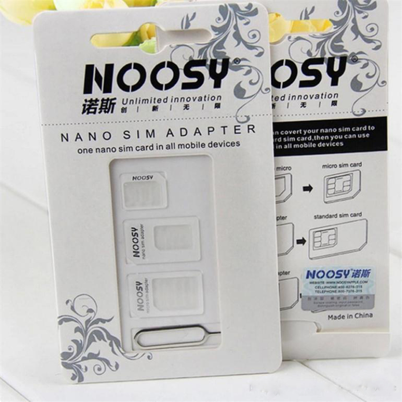 

500set/lot*noosy 4 In 1 Nano SIM card to Micro Nano Micro to mini sim adapter for smartphone mobile phone sim card adapter