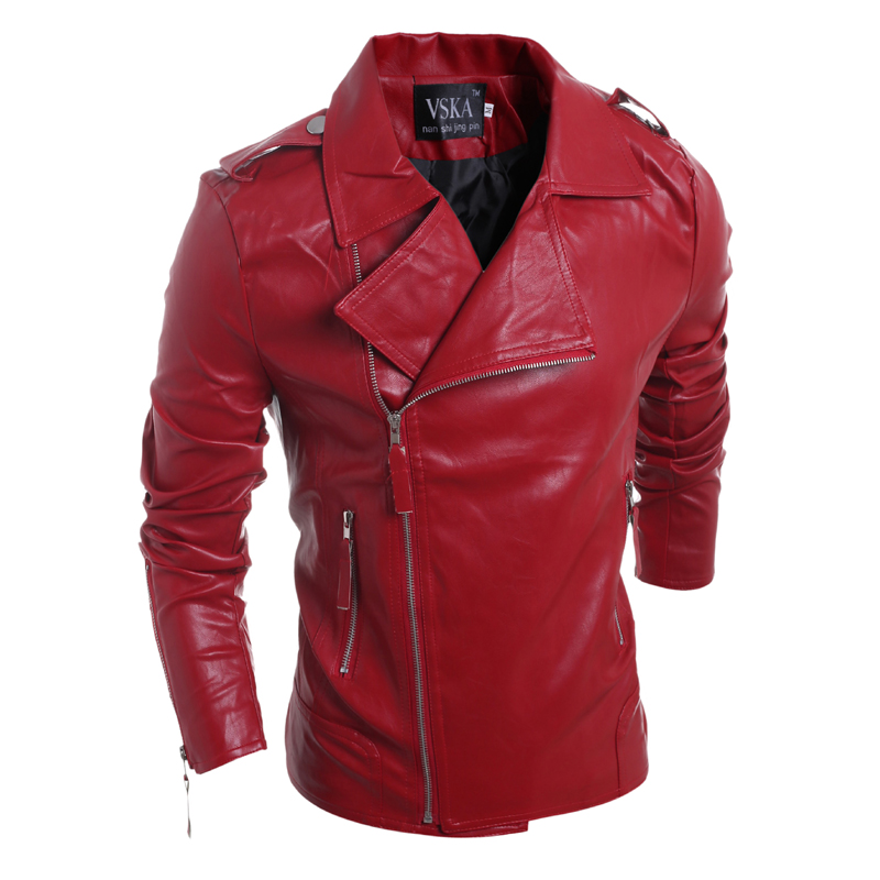 jaqueta de couro masculina vermelha