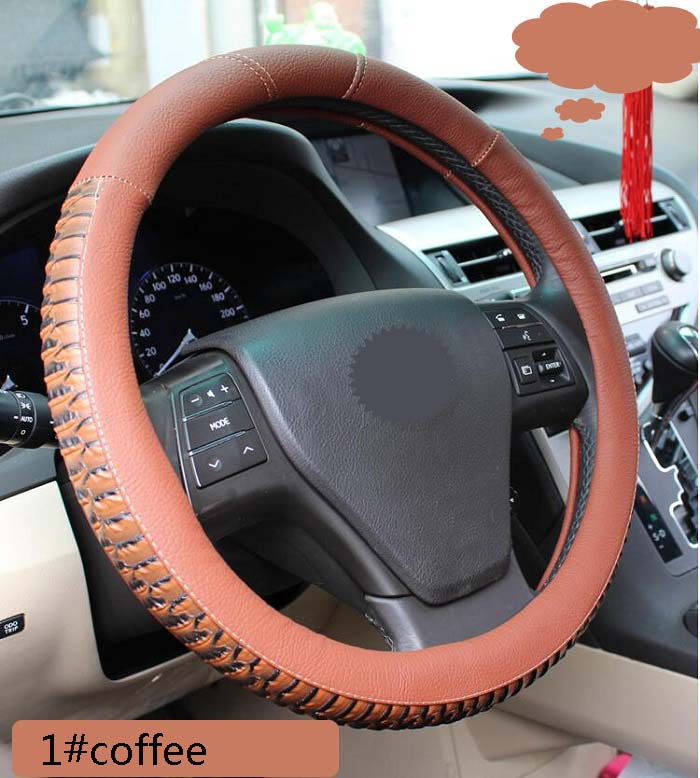 

38cm Universal Car Steering Wheel Cover decoration antislip breathable fashion snake/tiger design microfiber leather