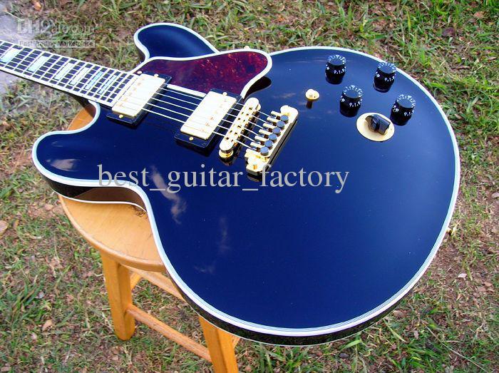 

B.B. King Lucille 335 Gloss Ebony Electric Guitar 5 Varitone Switch Gold Engraved Truss Rod Cover &Grover Tulip Tuner Red Turtle Pickguard