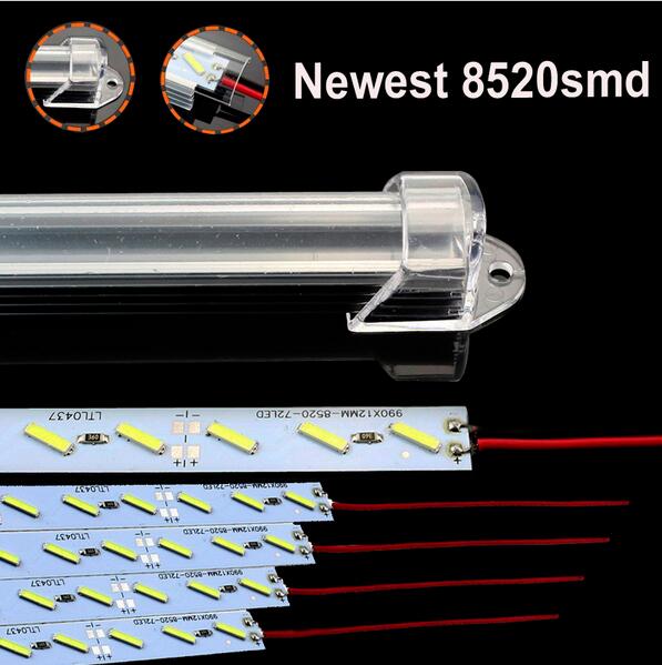 

50cm 7020 led rigid strip DC12v led bar light U shape aluminium alloy shell under cabinet Milky Cover Transparent Cover