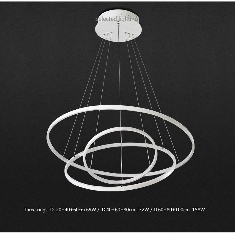 

Modern Pendant Lamps for Living Room Dining 3/2/1 Circle Rings Acrylic Aluminum LED Lighting Ceiling Lamp Fixtures