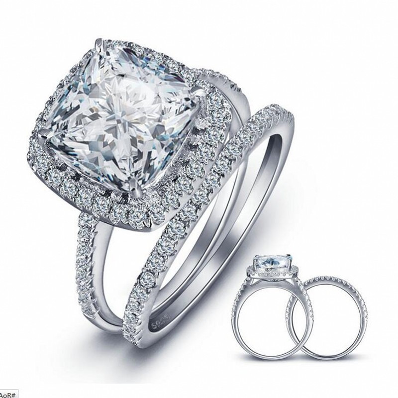 

GALAXY Brand 100% 925 Sterling Silver Engagement Ring 2-in-1 New Trendy Jewelry 3 Carat CZ Diamant Wedding Rings For Women