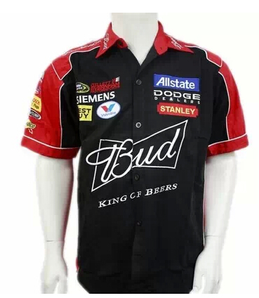

NEW 2017 brand men F1 suit shirt casual summer club team budweiser car overalls off road shirts motocross jacket, Black