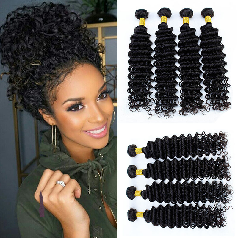

Brazilian Deep Wave Human Hair 4pcs Brazilian Virgin Hair Deep Curly Bundles Unprocessed Human Hair Extensions Natural Color Can Be Dye