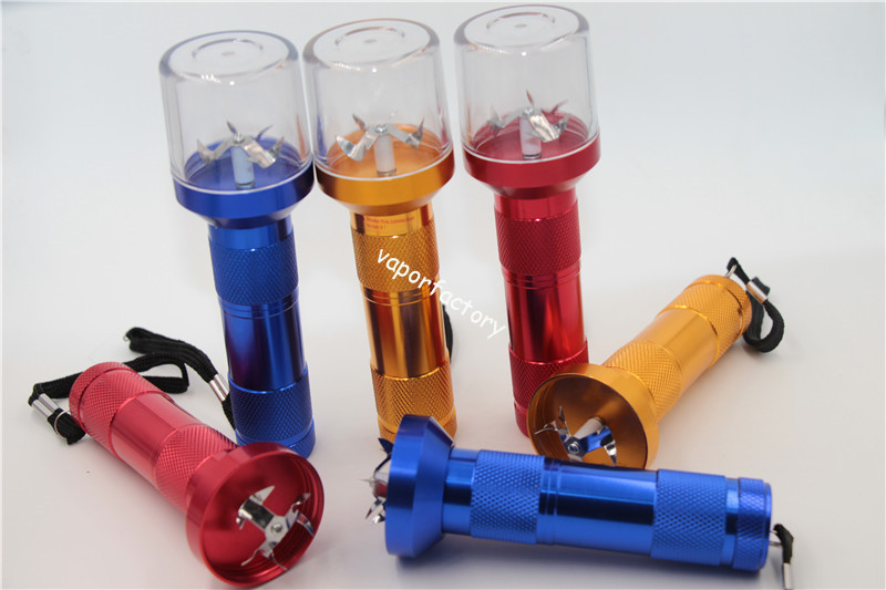 

Electric Torch Shape Herb Tobacco spice Grinder Metal Smoking Grinding Crusher cigarette Pollen press hand muller Mill hand crank chopper