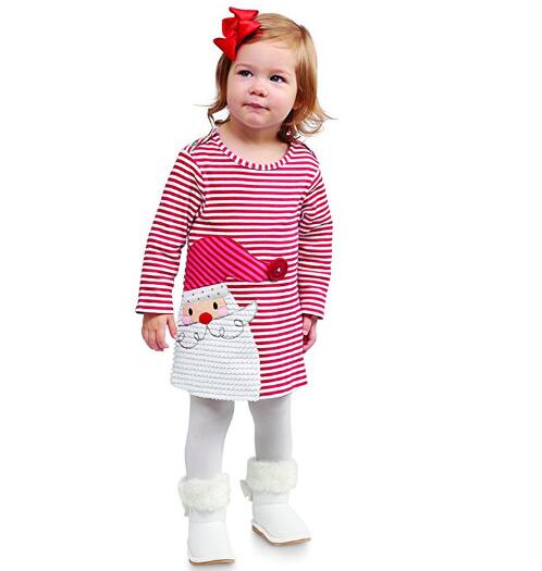 

6pcs/lot(can mix styles and sizes)Christmas girl's dresses Christmas kid girl clothing 9month-6years 3 styles for choose, Pink