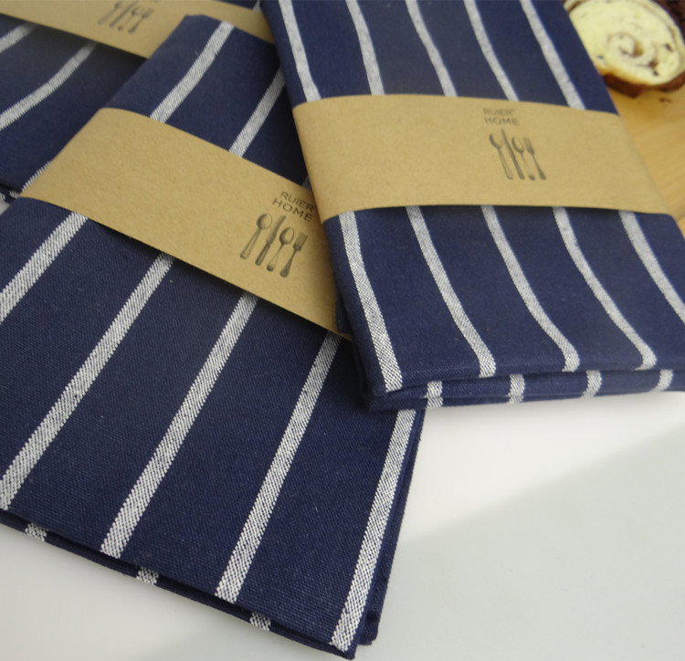

Mediterranean blue series anti fade dark blue striped napkins Tea towels