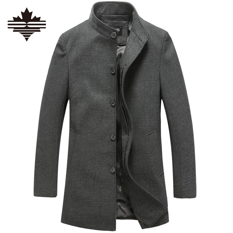 Wholesale- Men's Wool Jackets Spring Autumn Brand Men Woolen Coats Middle Long Jackets And Coats Mens Warm Wool Overcoat Size 3XL 2XL