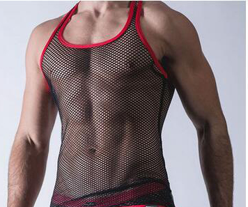 

Wholesale- 2016 new Sexy Men Transparent Mesh Net Vest Sexy Underwear Undershirts Vest See Through Tank Tops Fitness Vest, Black